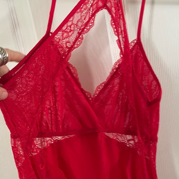 Lace Open Back Night Gown/Slip Dress Red Maxi Dress XS - Picture 3 of 6
